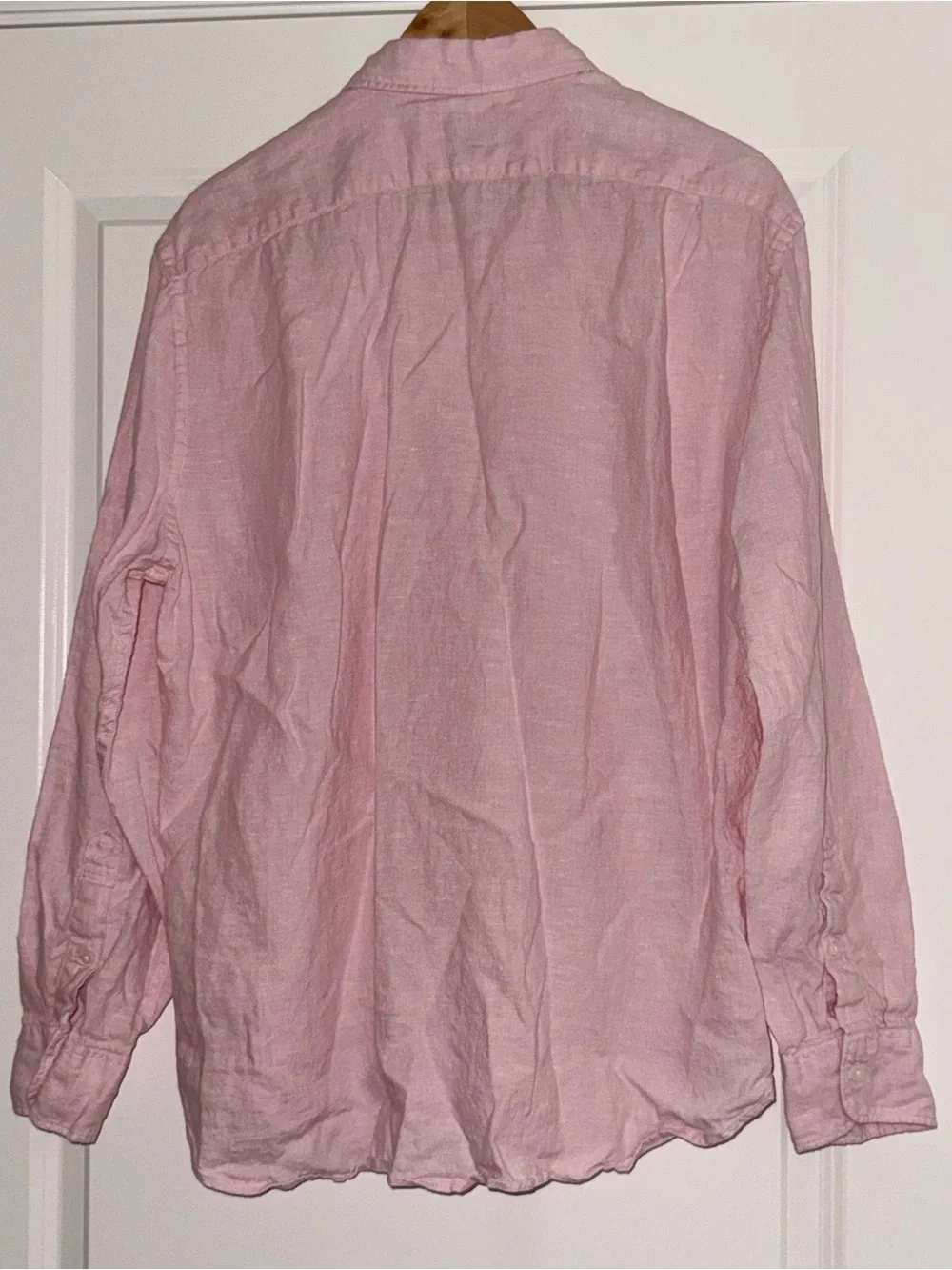 J Crew Men's XL light Pink Linen Cotton Button-down Long Sleeve Shirt Slim Fit